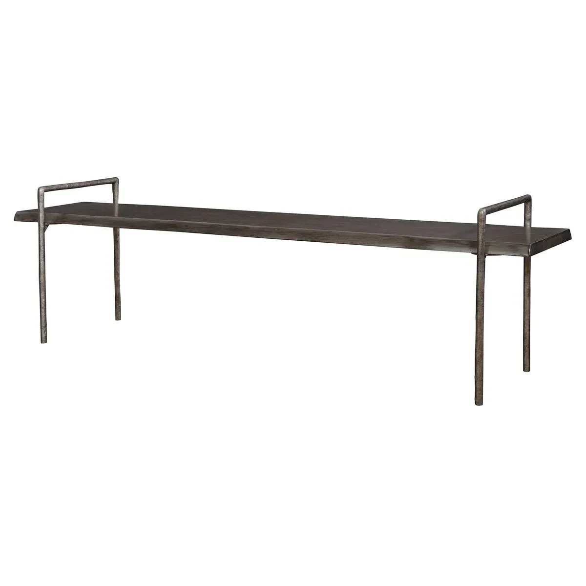 Connor Industrial Bench - Dark Grey, Acacia Wood