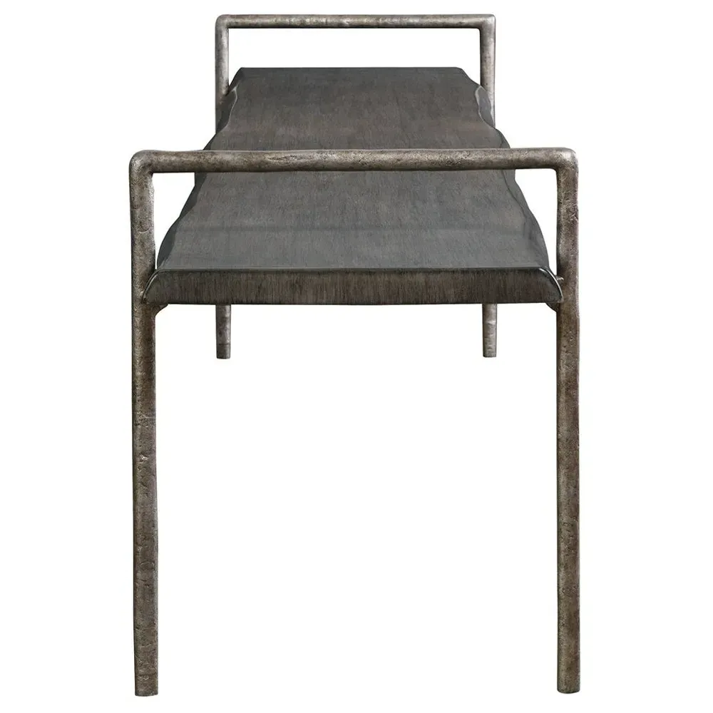 Connor Industrial Bench - Dark Grey, Acacia Wood