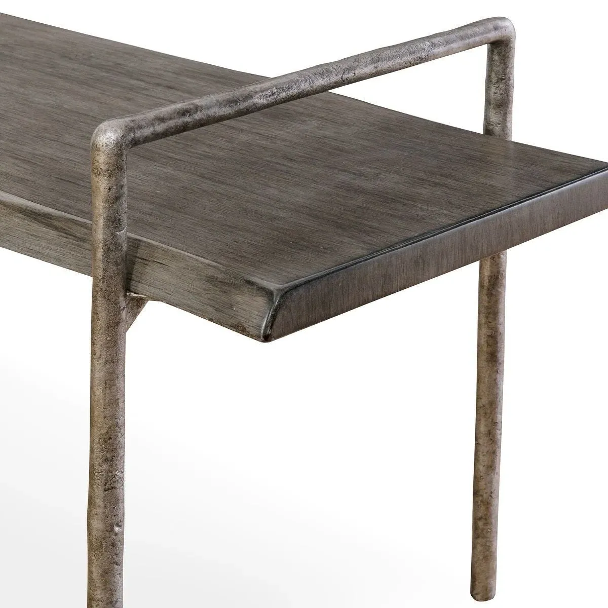 Connor Industrial Bench - Dark Grey, Acacia Wood