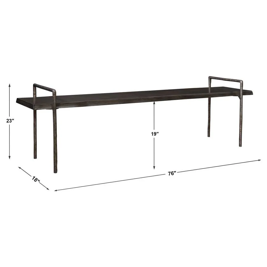 Connor Industrial Bench - Dark Grey, Acacia Wood