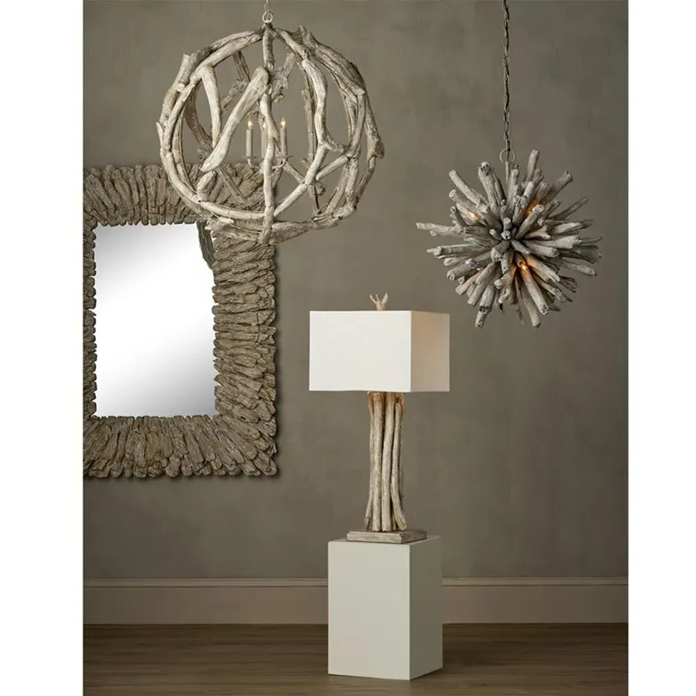 Connor Rustic Lodge Table Lamp - Whitewash, Driftwood