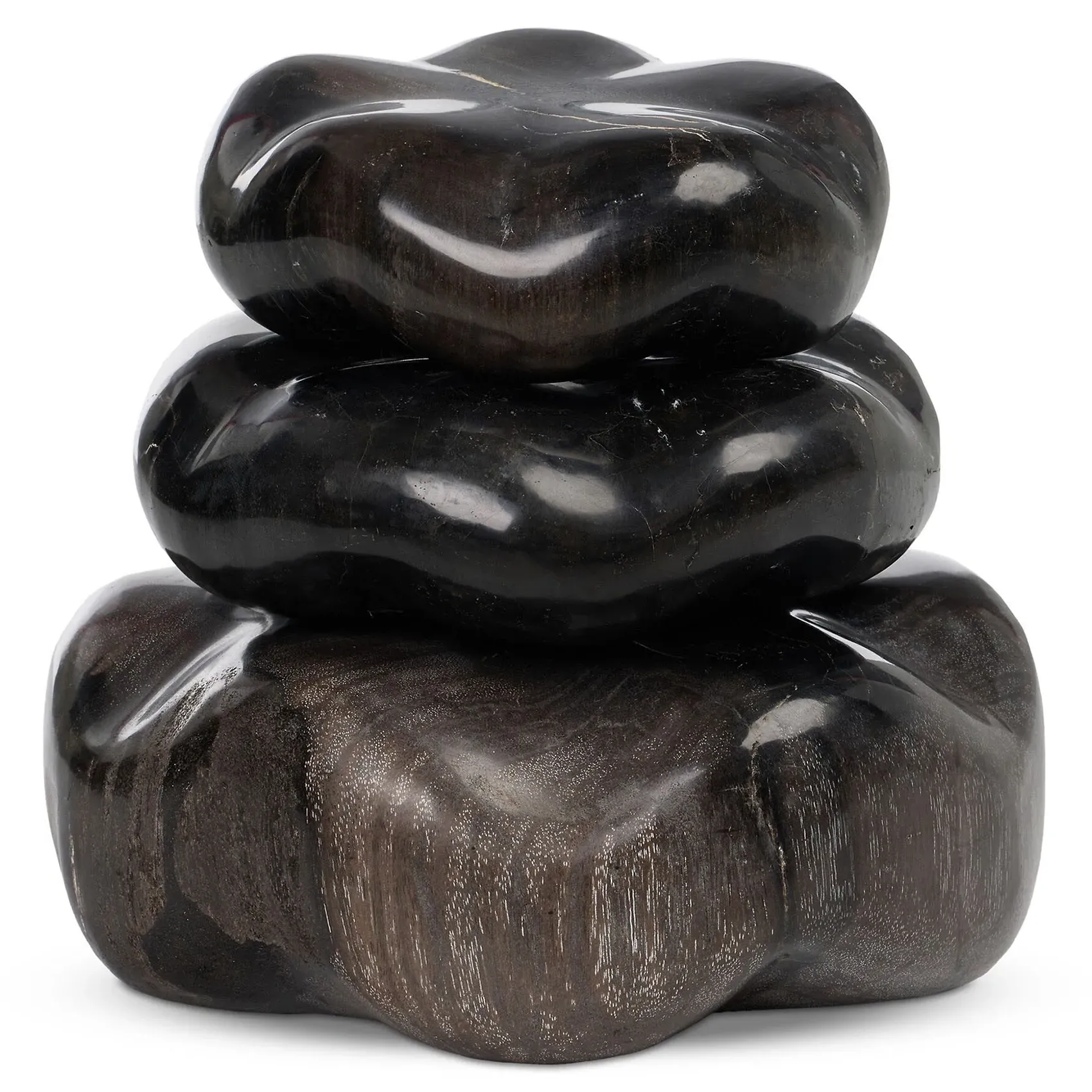 Conor Decorative Sculpture Set - Black, Petrified Wood