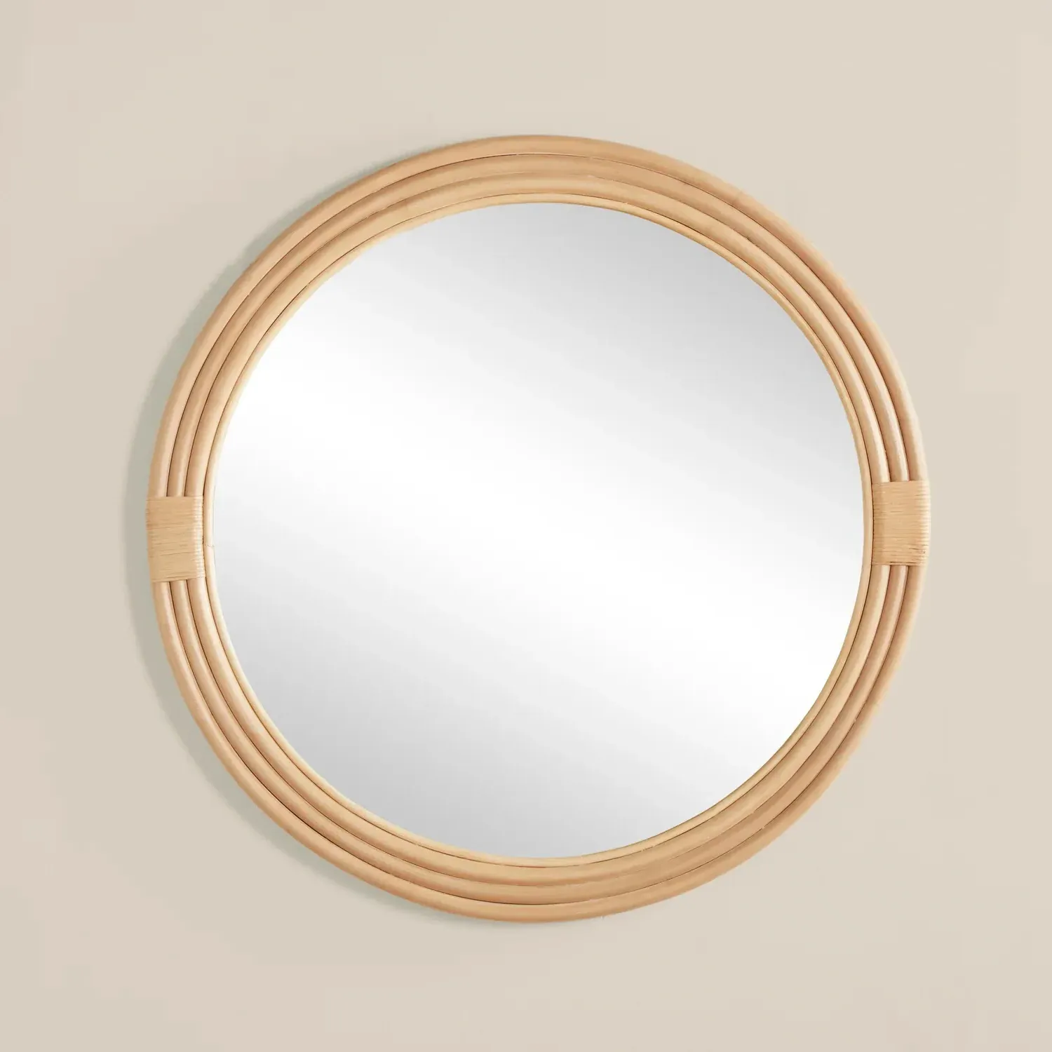 Constance Large Round Wall Mirror - Natural, Rattan
