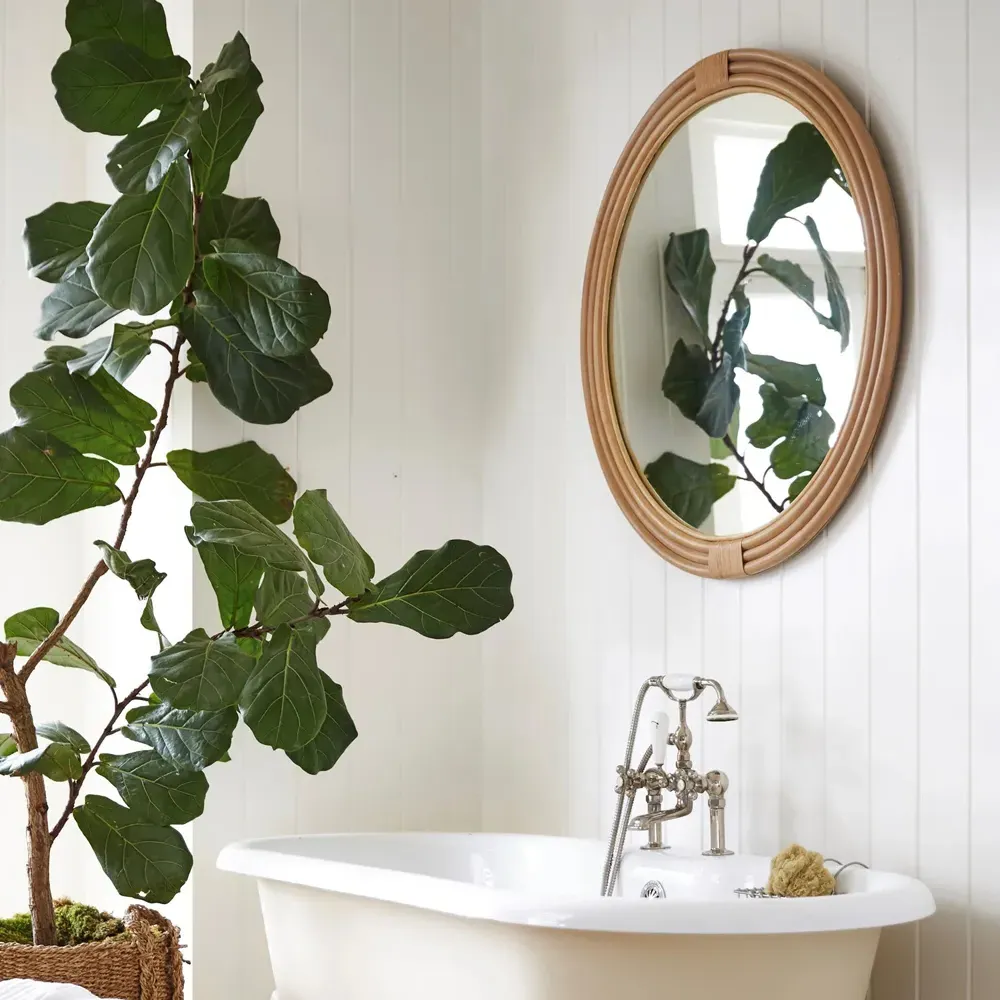 Constance Large Round Wall Mirror - Natural, Rattan