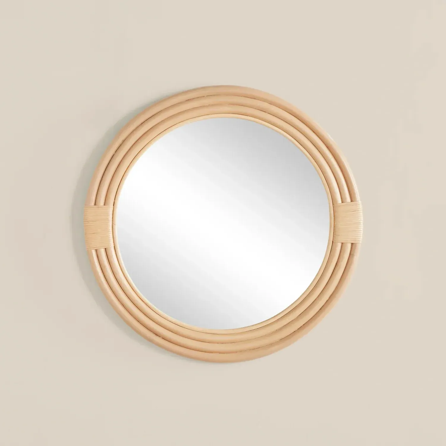 Constance Small Round Wall Mirror - Natural, Rattan