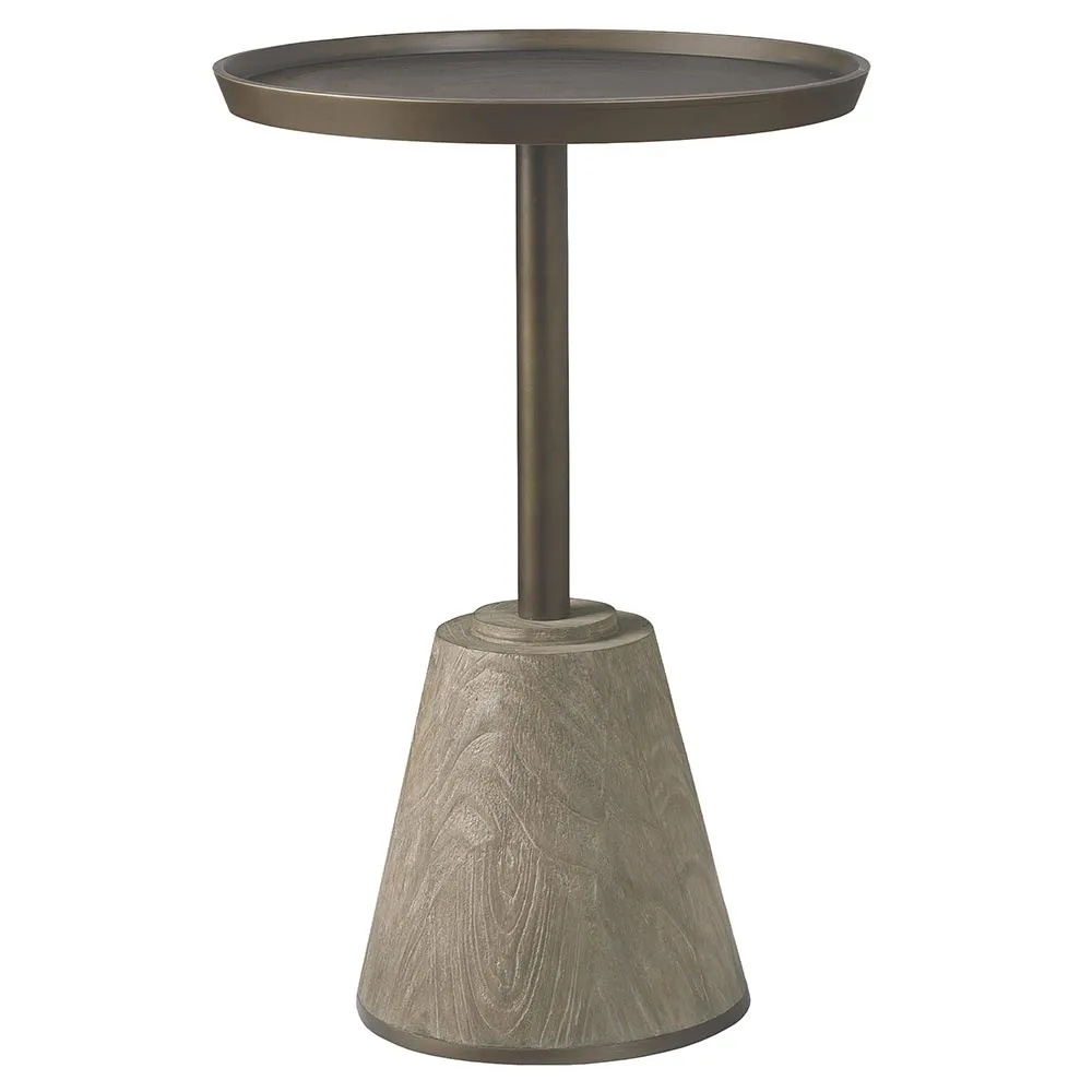 Cooper Round Pedestal Side Table - Grey, Teak