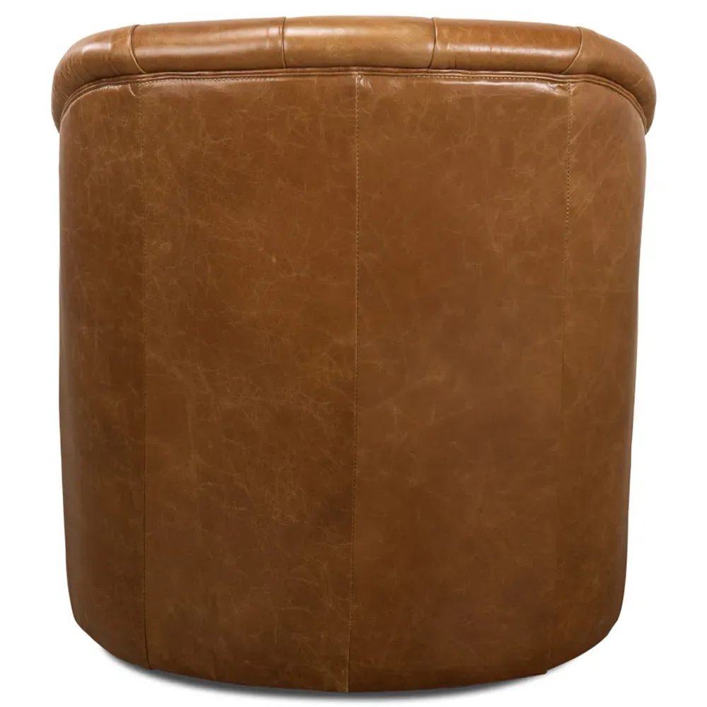 Cooper Swivel Club Chair - Brown, Leather