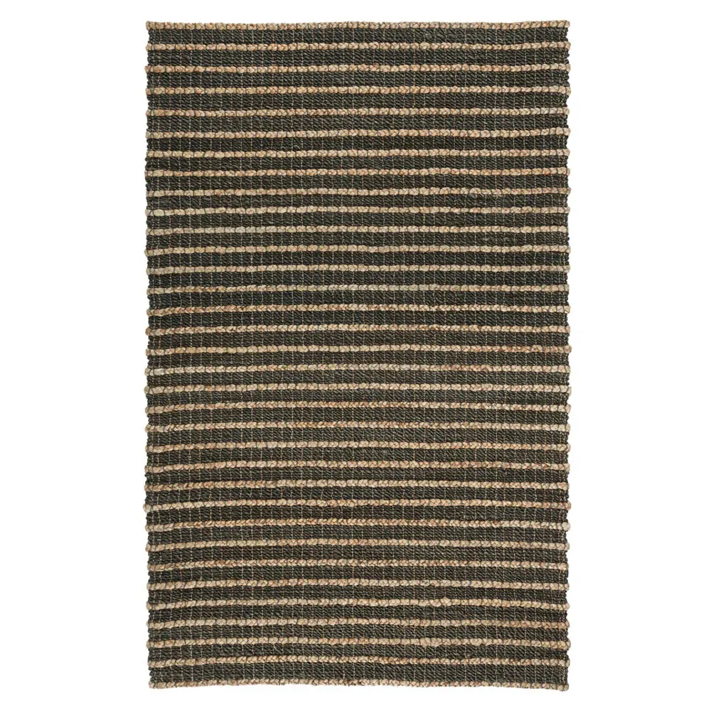 Cora 5x8 Braided Striped Rug - Black, Jute
