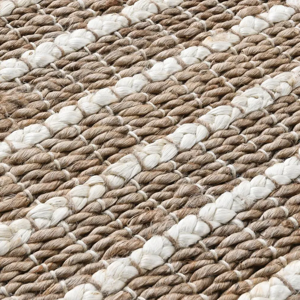 Cora 5x8 Braided Striped Rug - Brown, Jute
