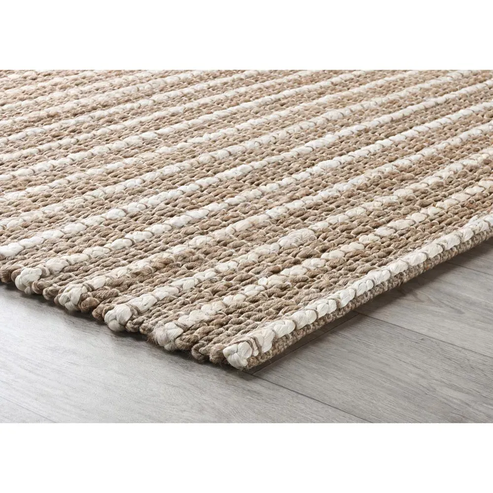 Cora 5x8 Braided Striped Rug - Brown, Jute