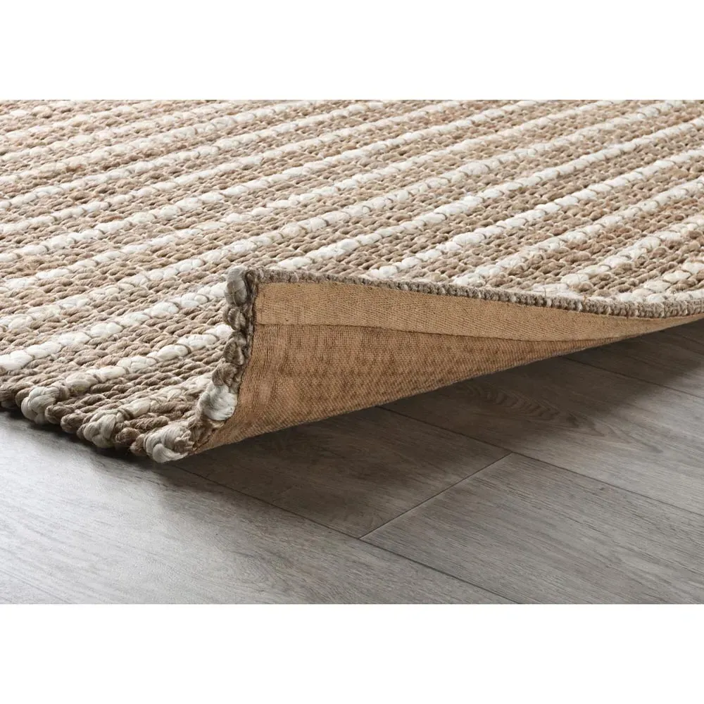 Cora 5x8 Braided Striped Rug - Brown, Jute
