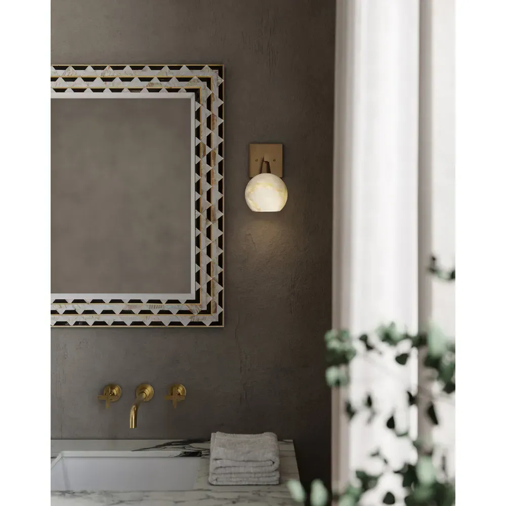 Cora Bath Wall Sconce - Brass, Alabaster