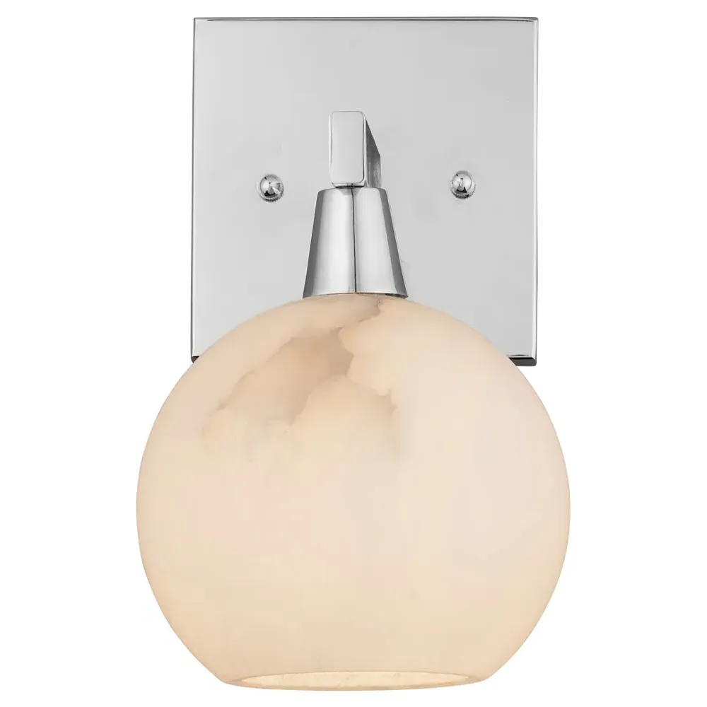 Cora Bath Wall Sconce - Polished Nickel, Alabaster