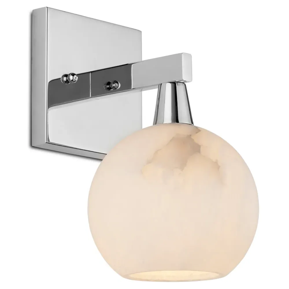 Cora Bath Wall Sconce - Polished Nickel, Alabaster
