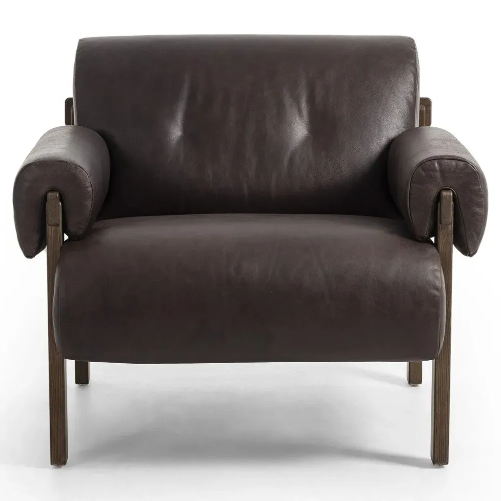Cora Club Chair - Brown, Leather