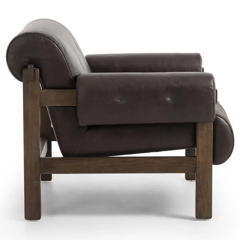 Cora Club Chair - Brown, Leather