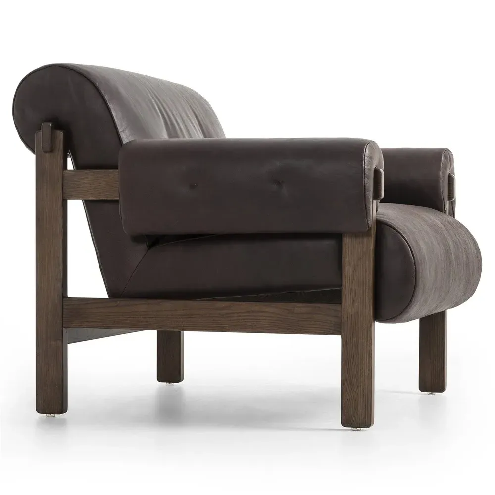 Cora Club Chair - Brown, Leather