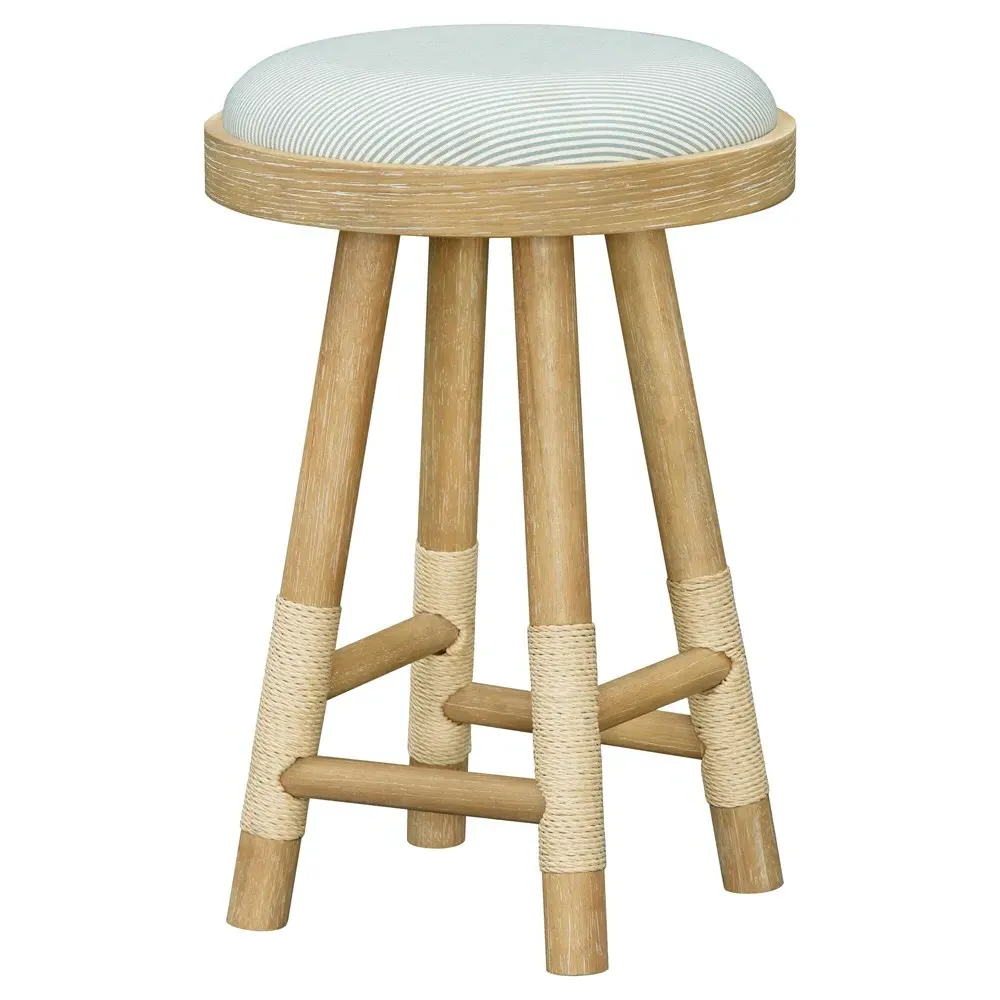 Cora Counter Stool - Striped Blue, Wood