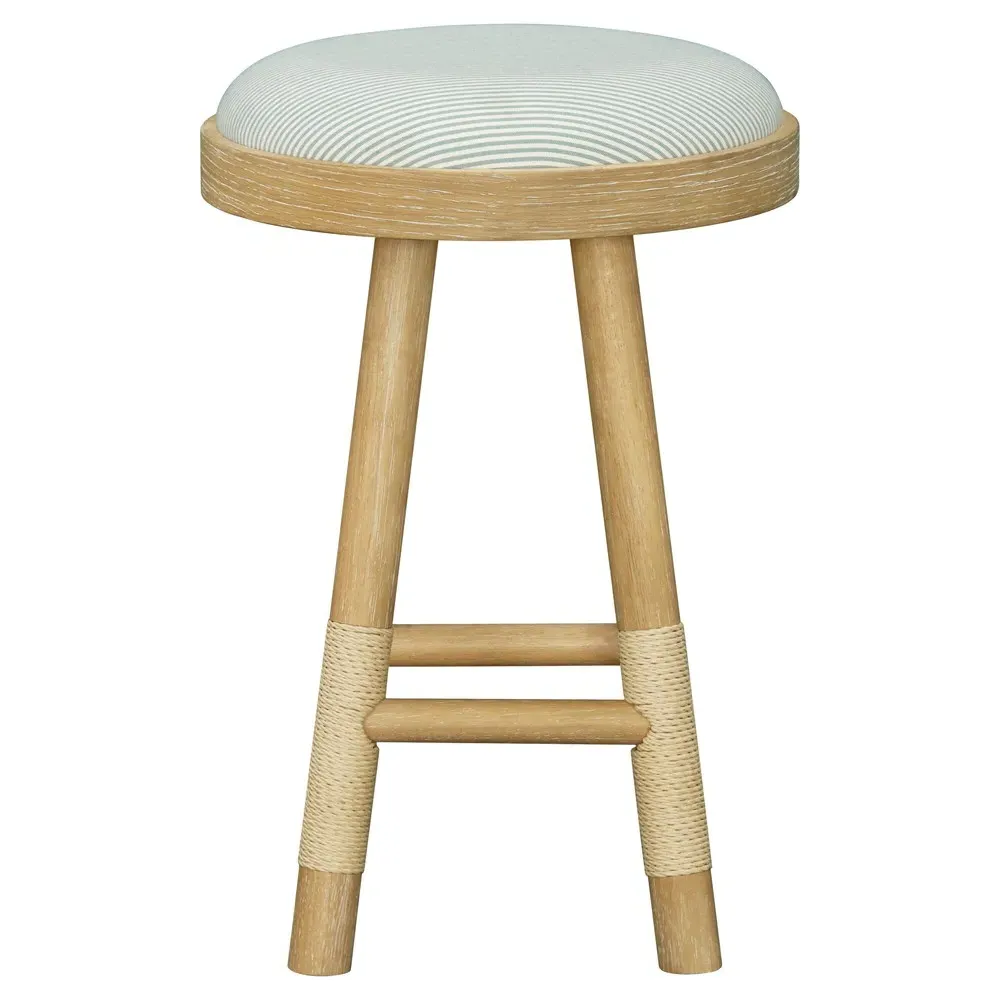 Cora Counter Stool - Striped Blue, Wood