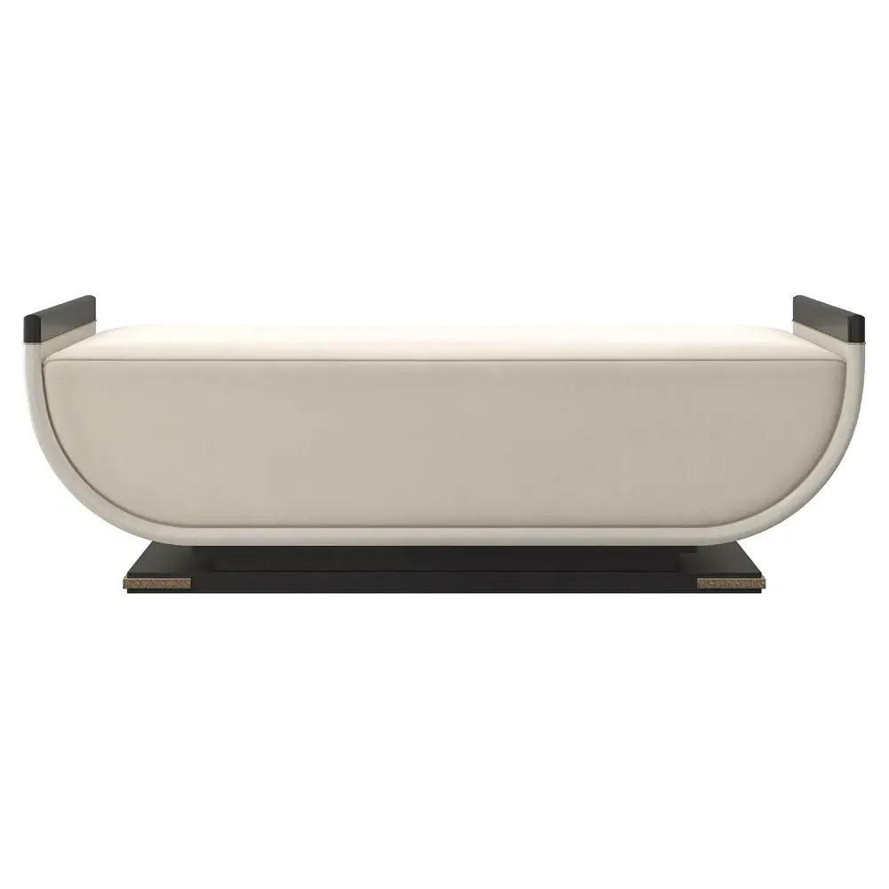Coral Upholstered Bench - Beige, Black Wood