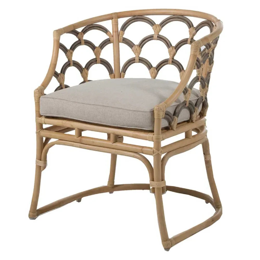 Coralee Barrel Back Dining Chair - Grey, Rattan