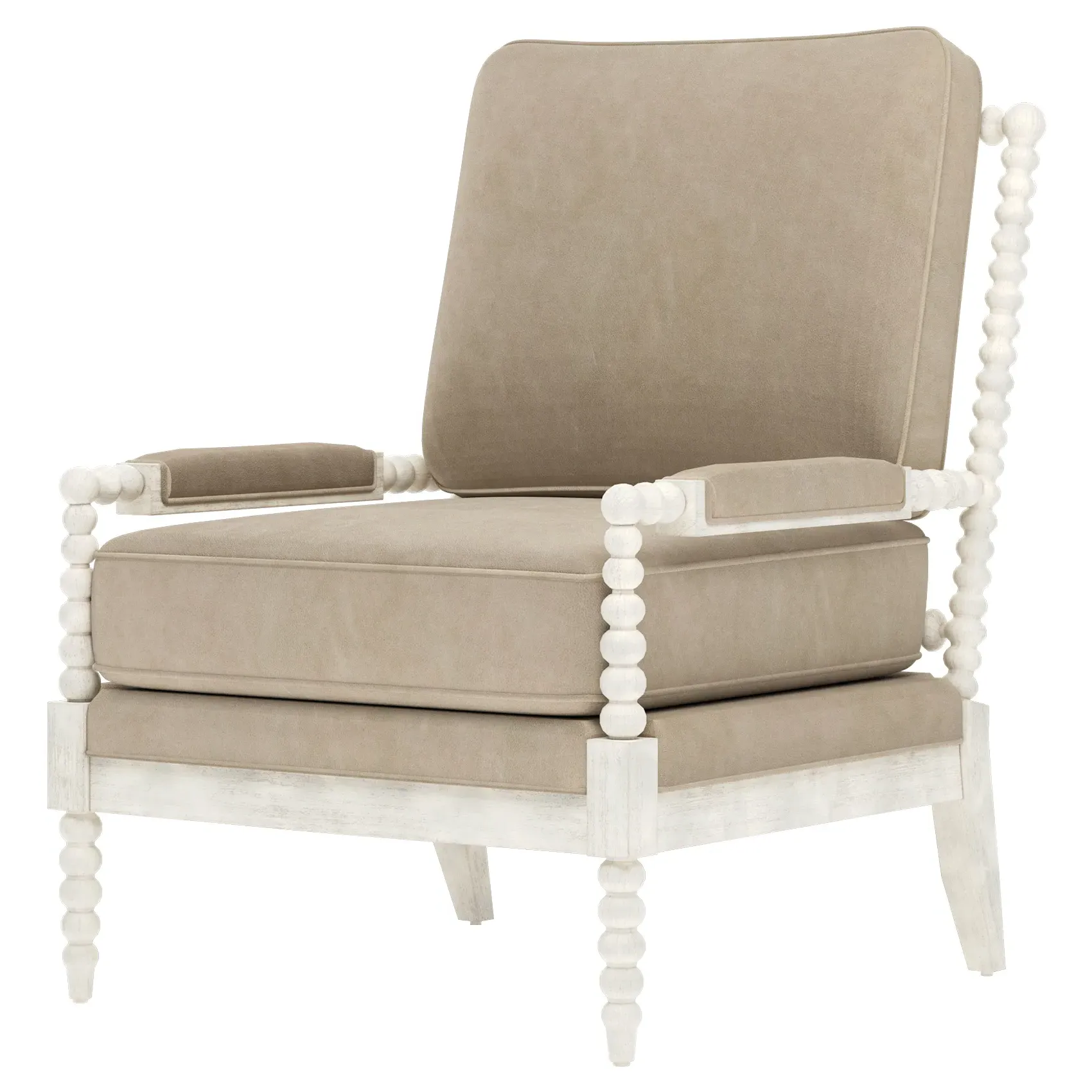 Coralie Chair - Elephant Grey Leather, Hardwood
