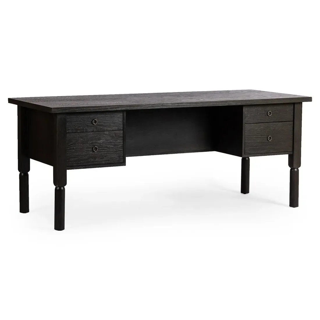 Coralie Oak Wood Desk - Charcoal