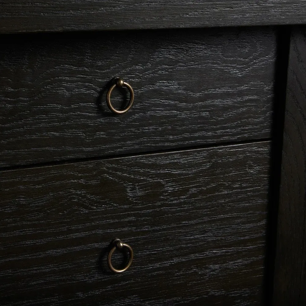 Coralie Oak Wood Desk - Charcoal