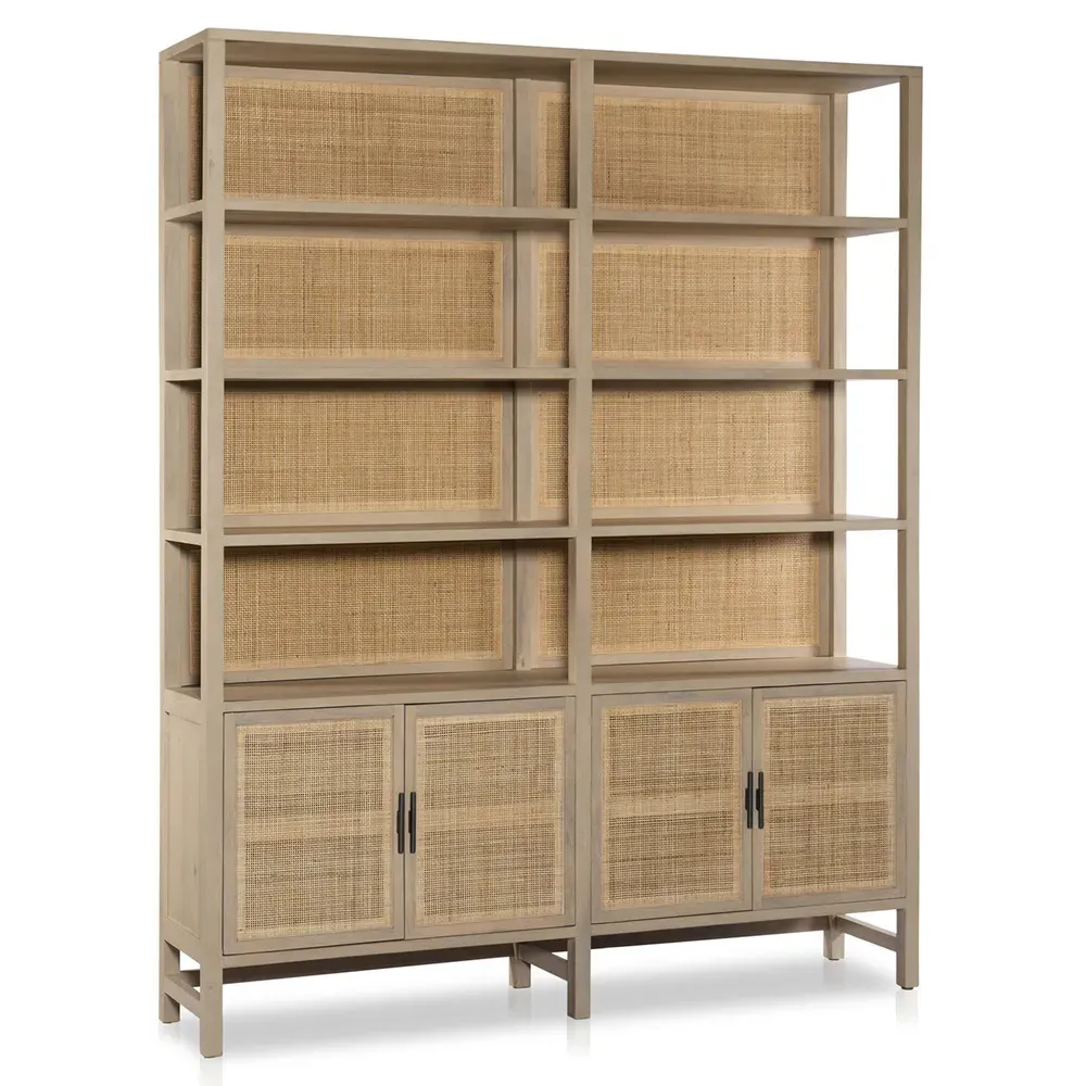 Corazon Bookcase with Doors - Natural, Mango Wood