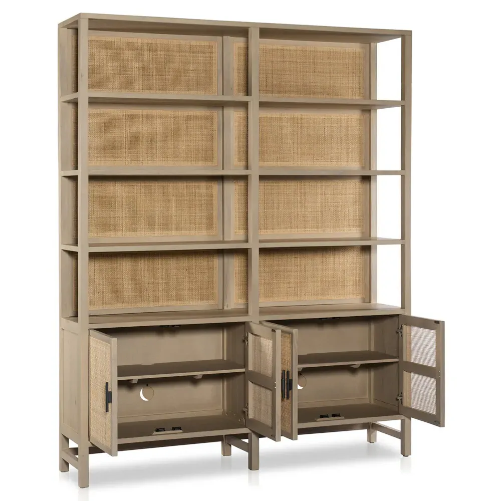 Corazon Bookcase with Doors - Natural, Mango Wood