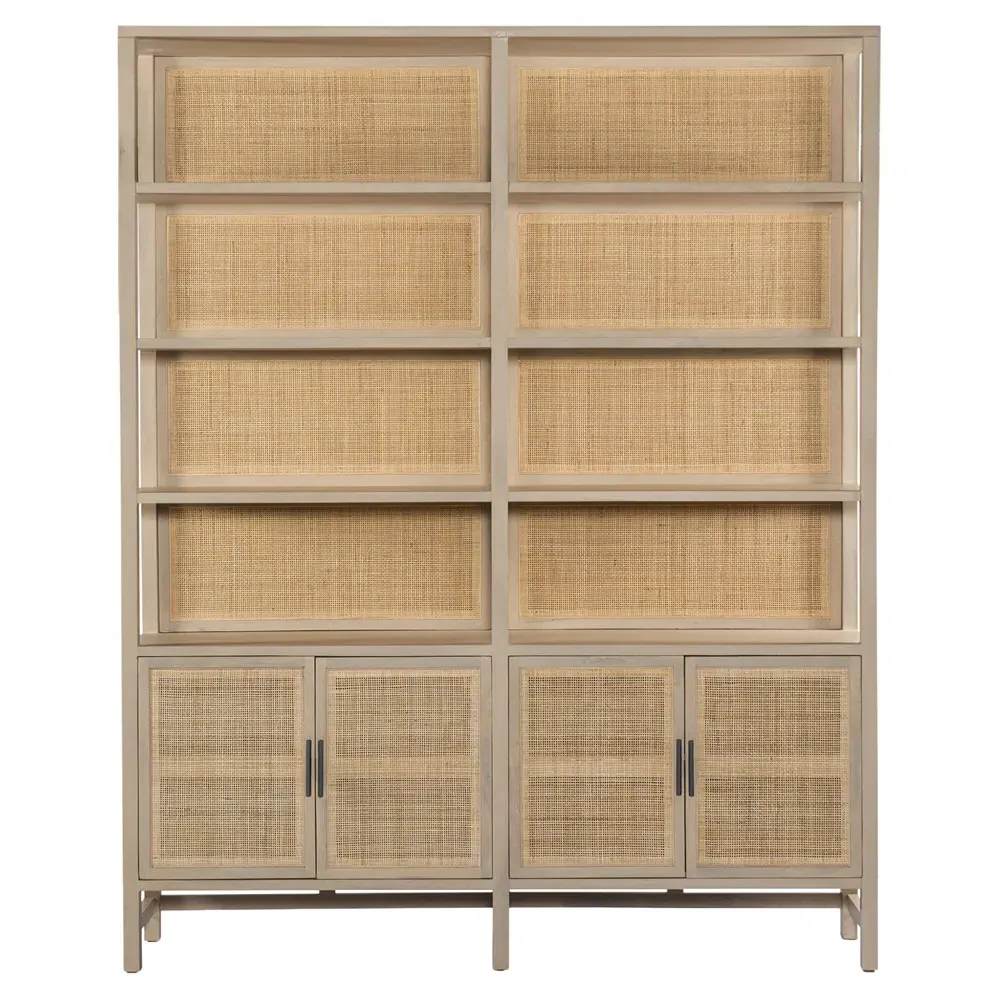 Corazon Bookcase with Doors - Natural, Mango Wood
