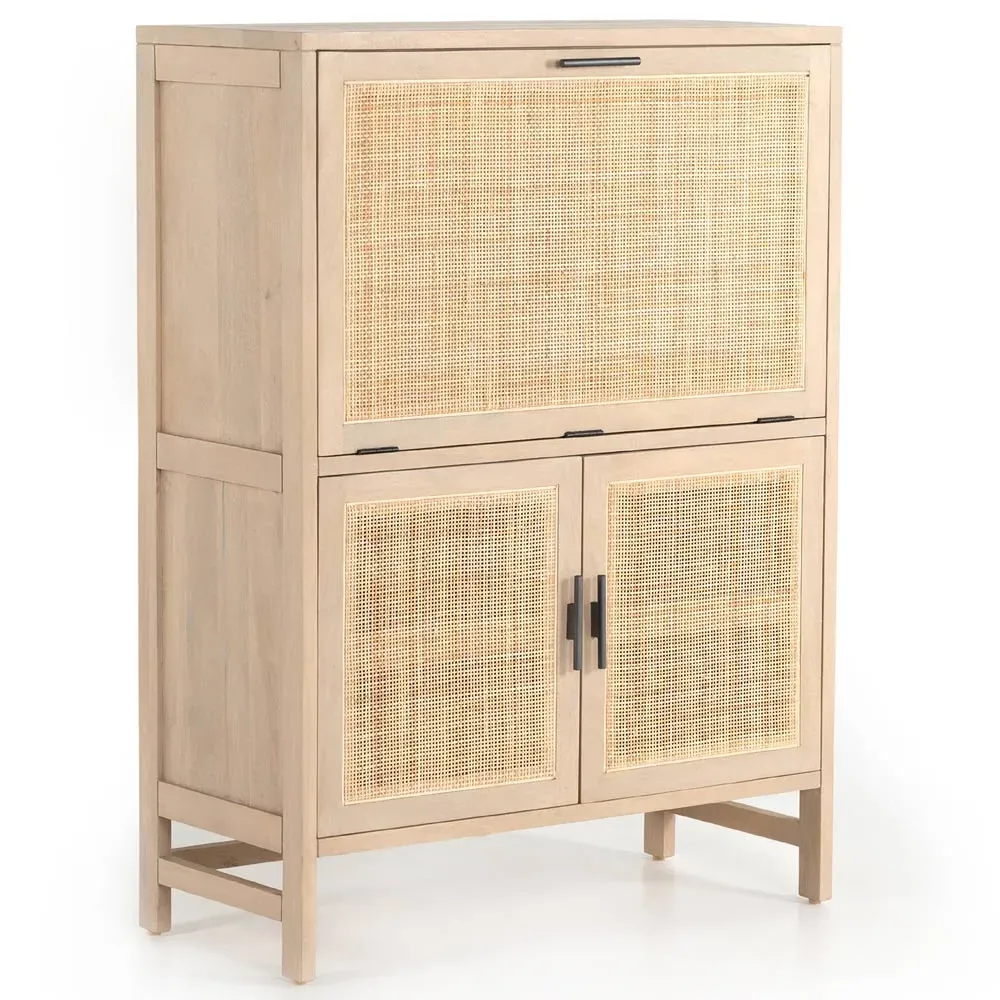 Corazon Global Bazaar Woven Cane Bar Cabinet - Brown, Mango Wood