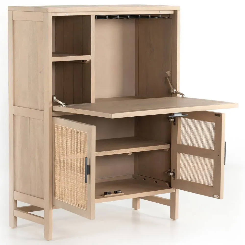 Corazon Global Bazaar Woven Cane Bar Cabinet - Brown, Mango Wood