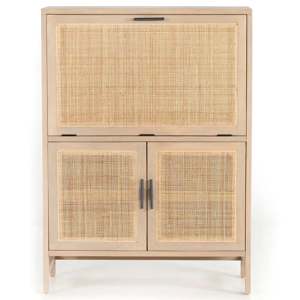 Corazon Global Bazaar Woven Cane Bar Cabinet - Brown, Mango Wood image