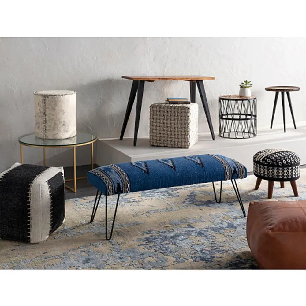 Corazon Square Pouf - Grey, Wool