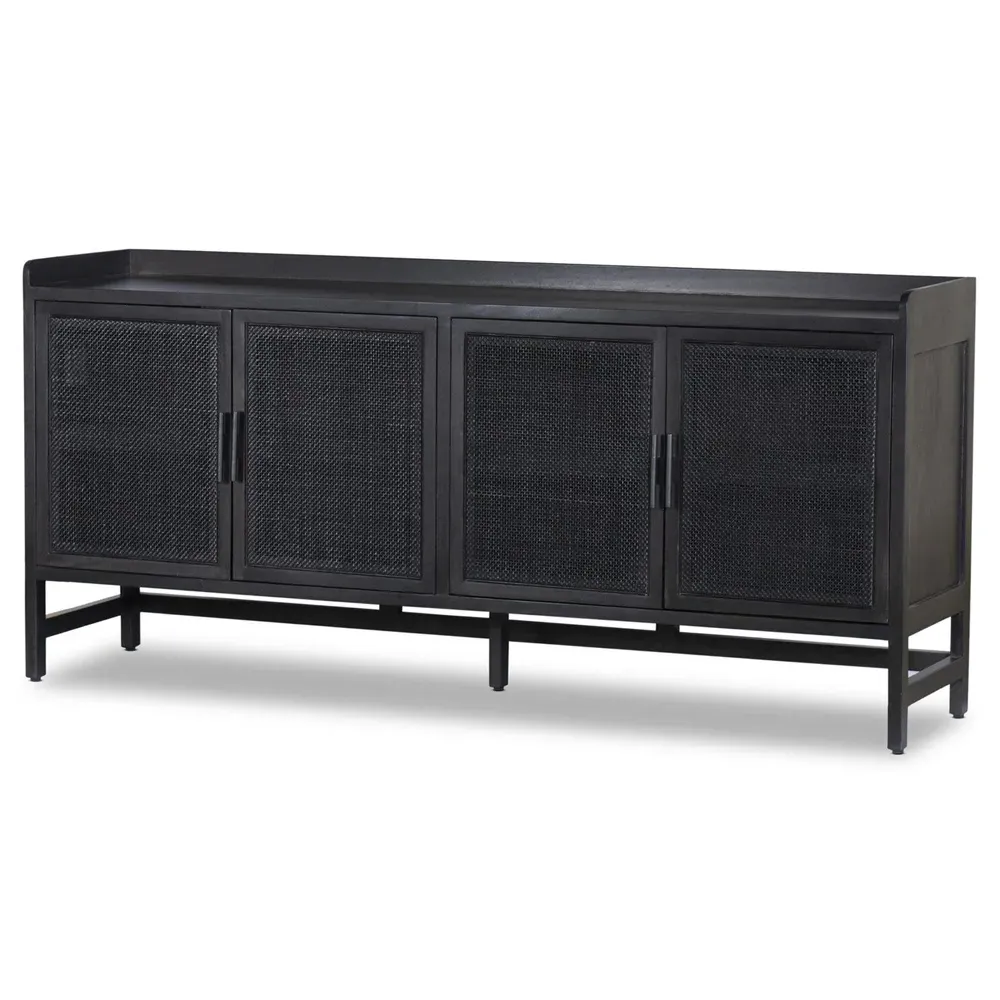 Corazon Woven Cane Sideboard - Black, Mango Wood