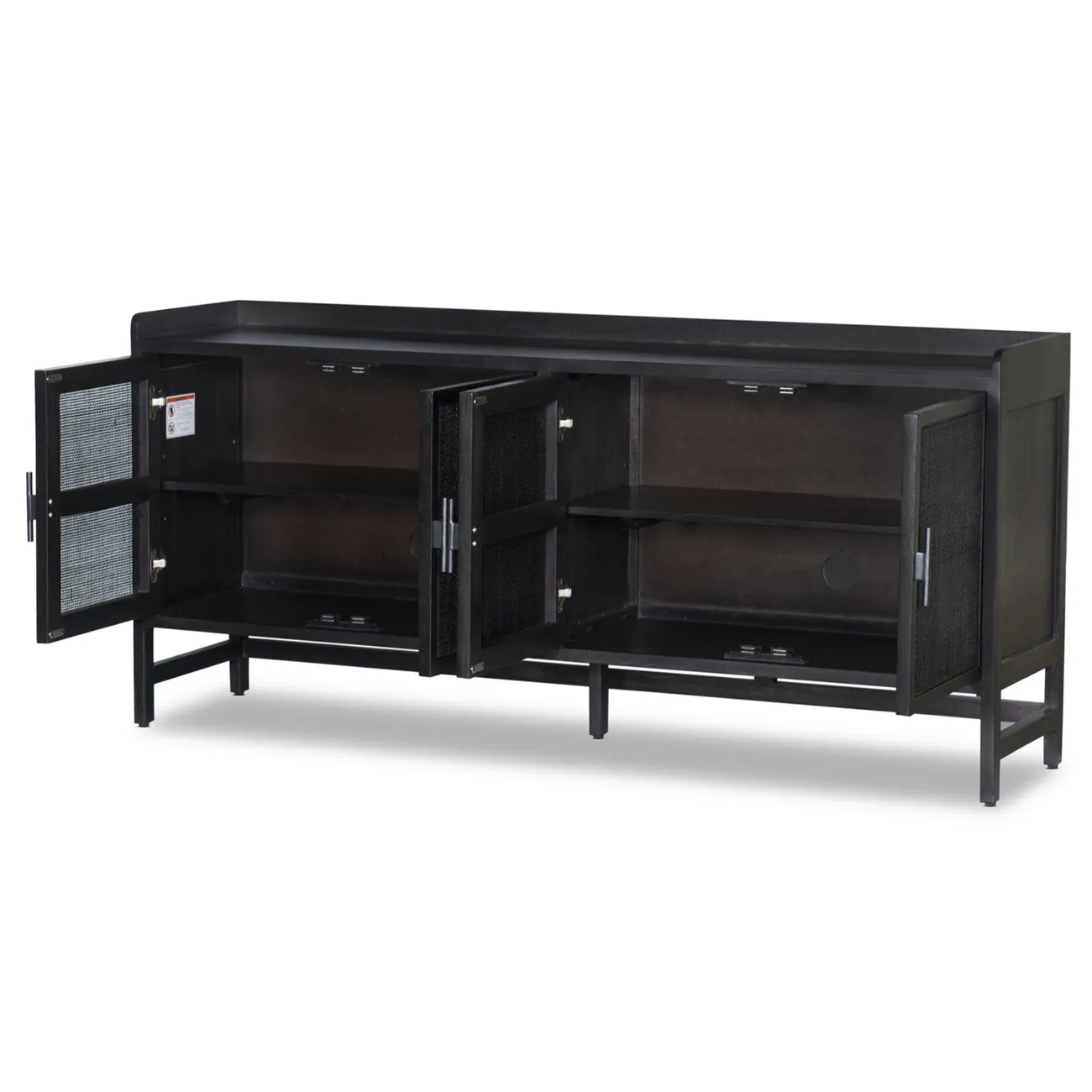 Corazon Woven Cane Sideboard - Black, Mango Wood