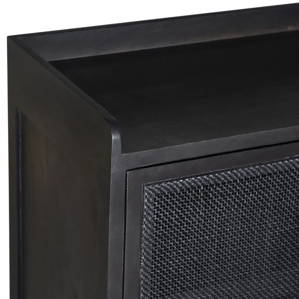 Corazon Woven Cane Sideboard - Black, Mango Wood