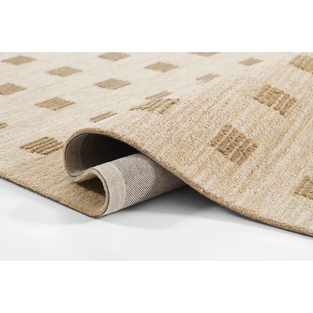 Corbin Square Patterned Rug - Beige, Wool