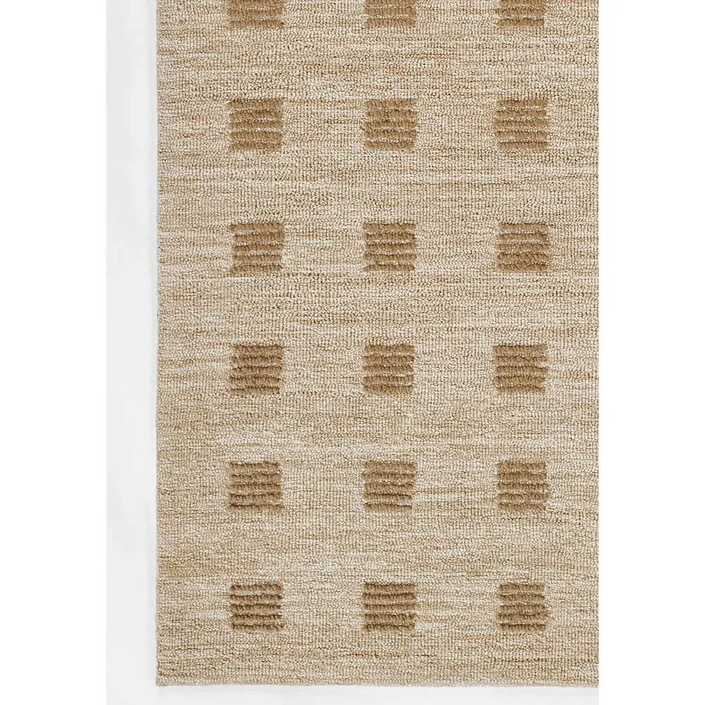 Corbin Square Patterned Rug - Beige, Wool
