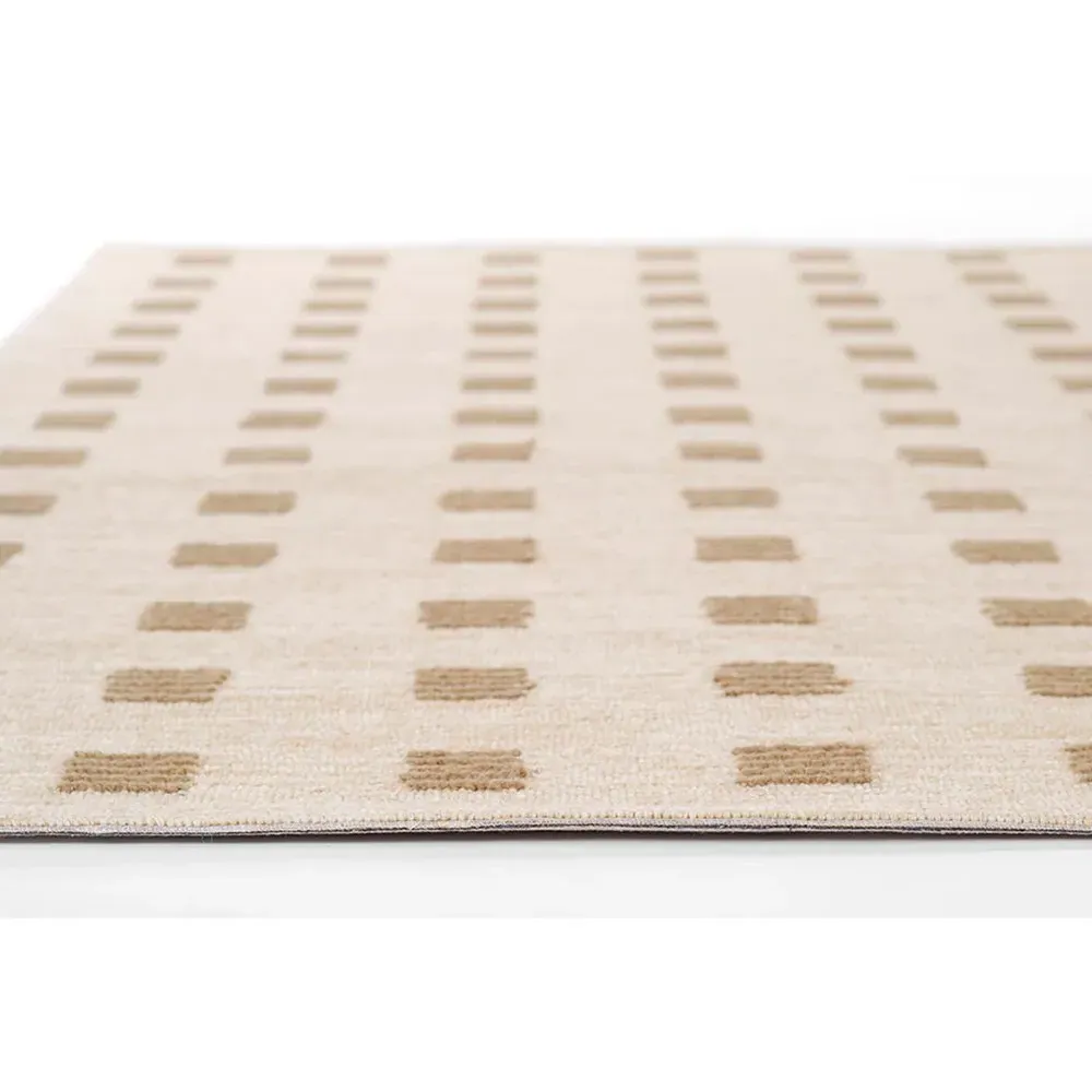 Corbin Square Patterned Rug - Beige, Wool