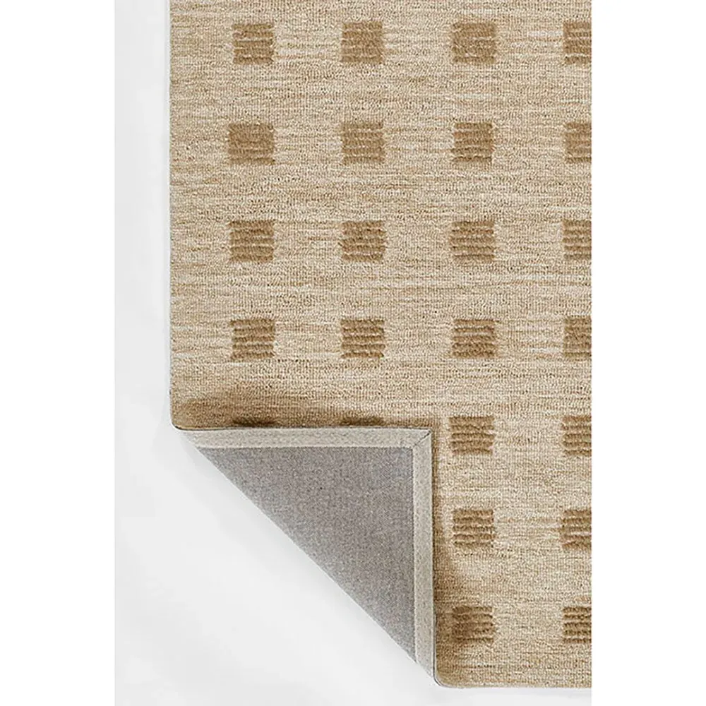 Corbin Square Patterned Rug - Beige, Wool