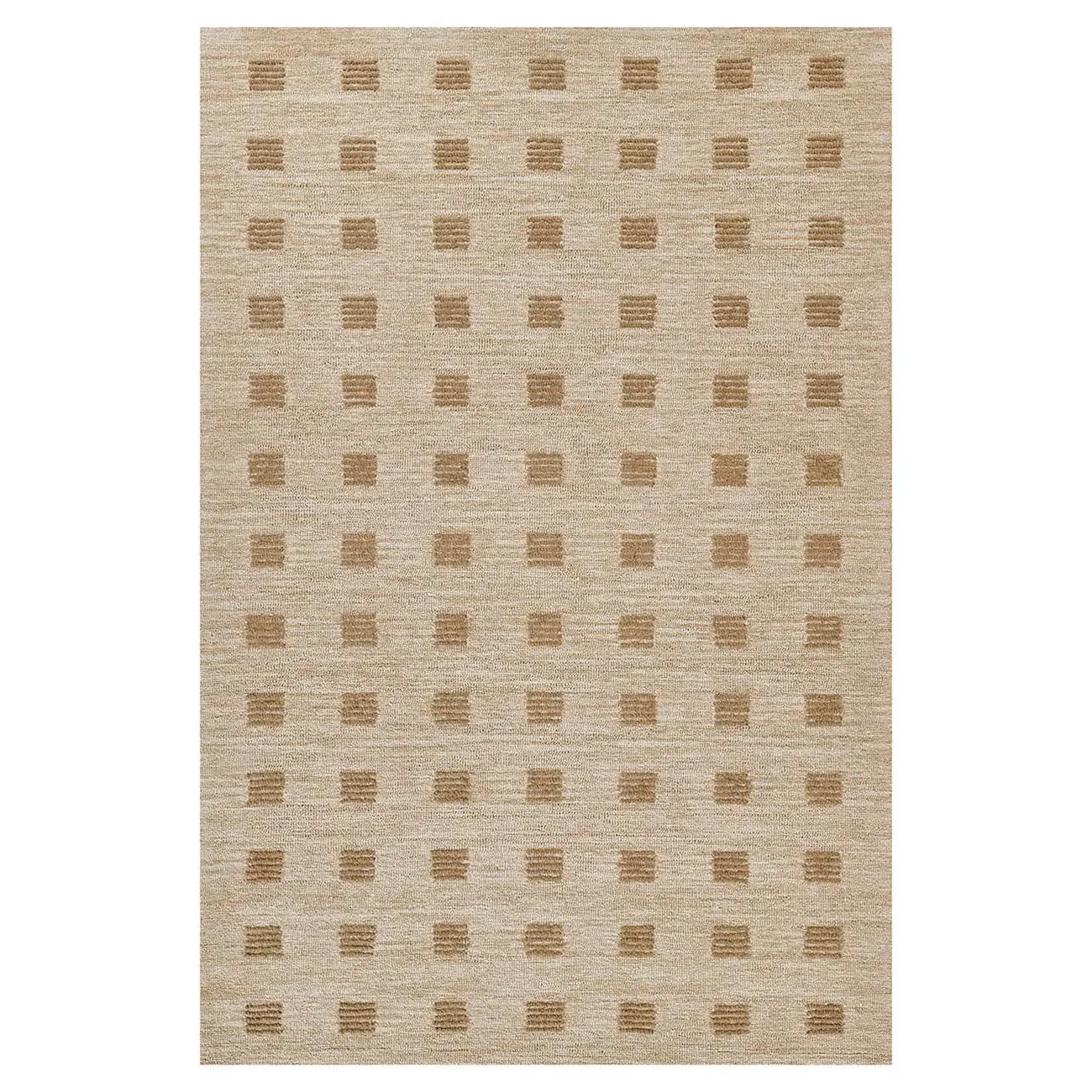 Corbin Square Patterned Rug - Beige, Wool image