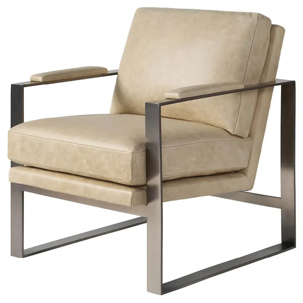 Corby Arm Chair - Beige, Leather