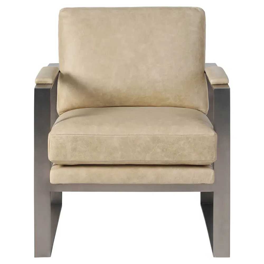 Corby Arm Chair - Beige, Leather