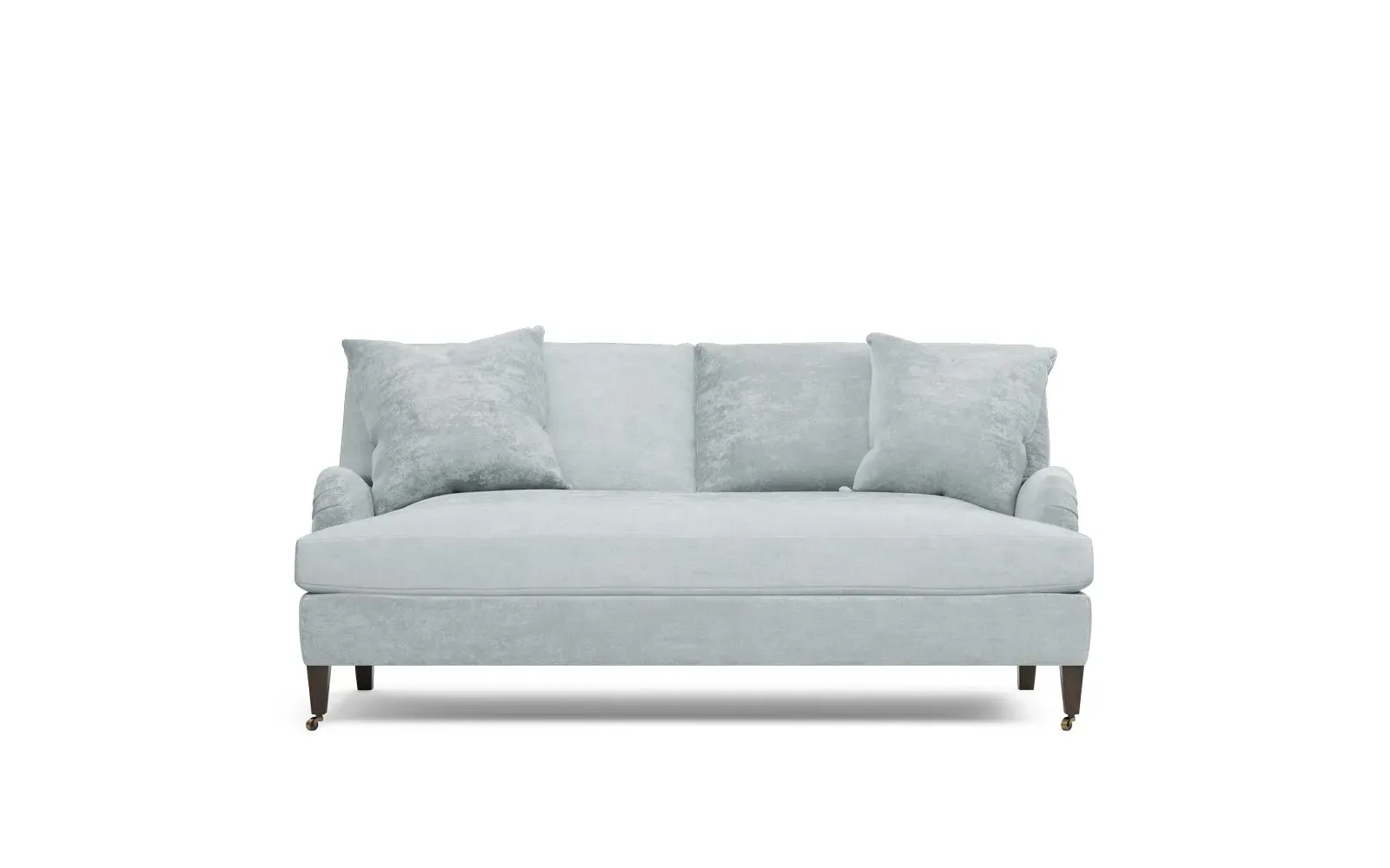 Cordelia Bench Cushion Sofa - Pale Blue, Velvet