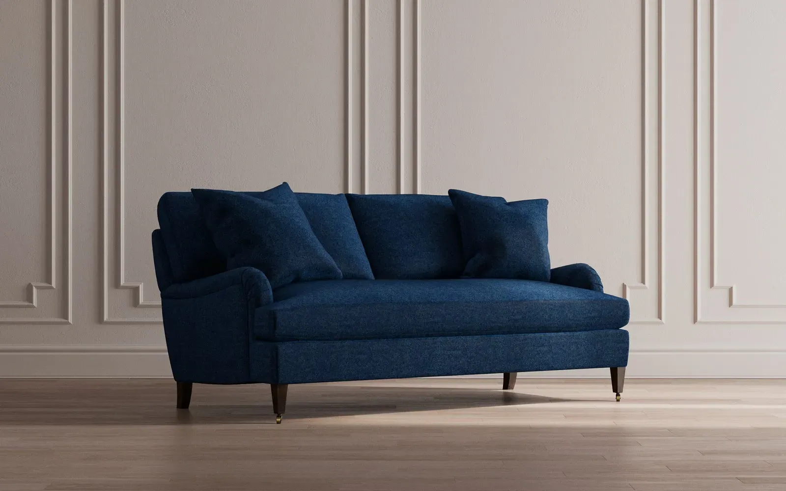 Cordelia Bench Cushion Sofa - Pale Blue, Velvet