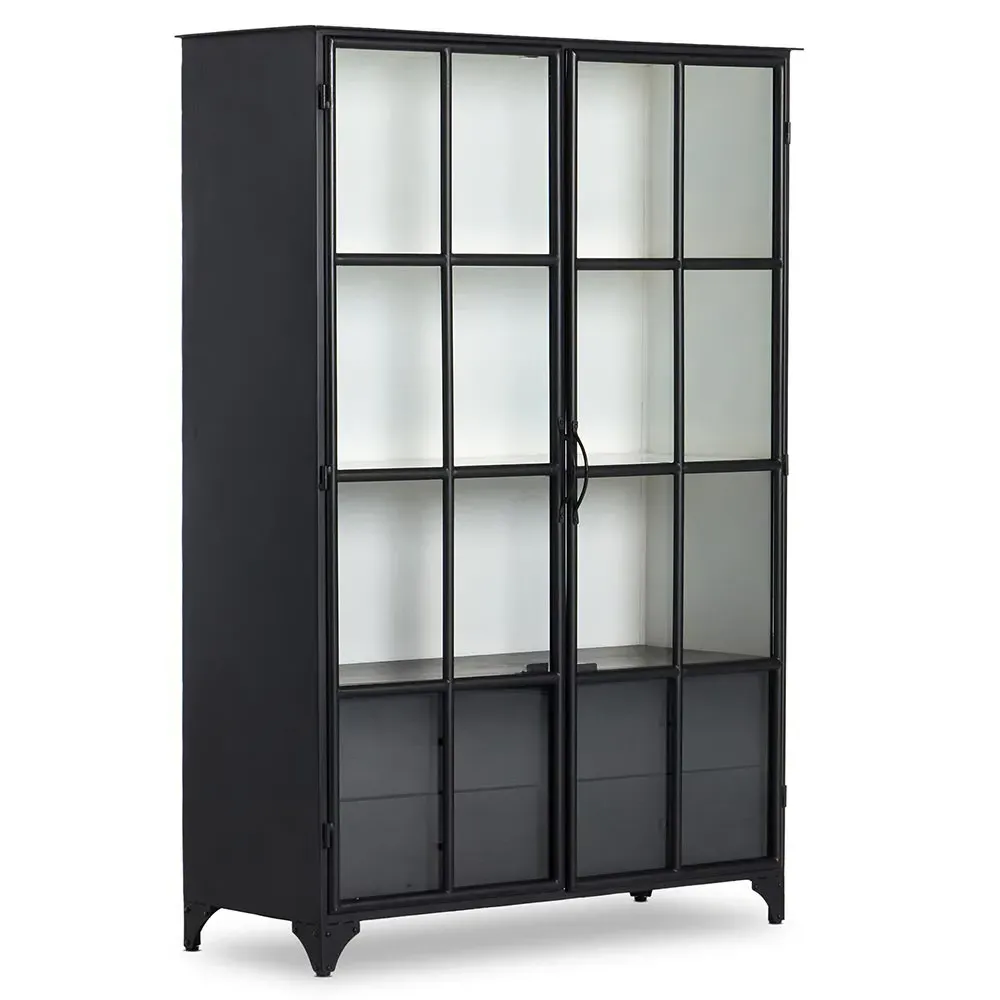 Corden 2 Door 4 Drawer Display Case - Black