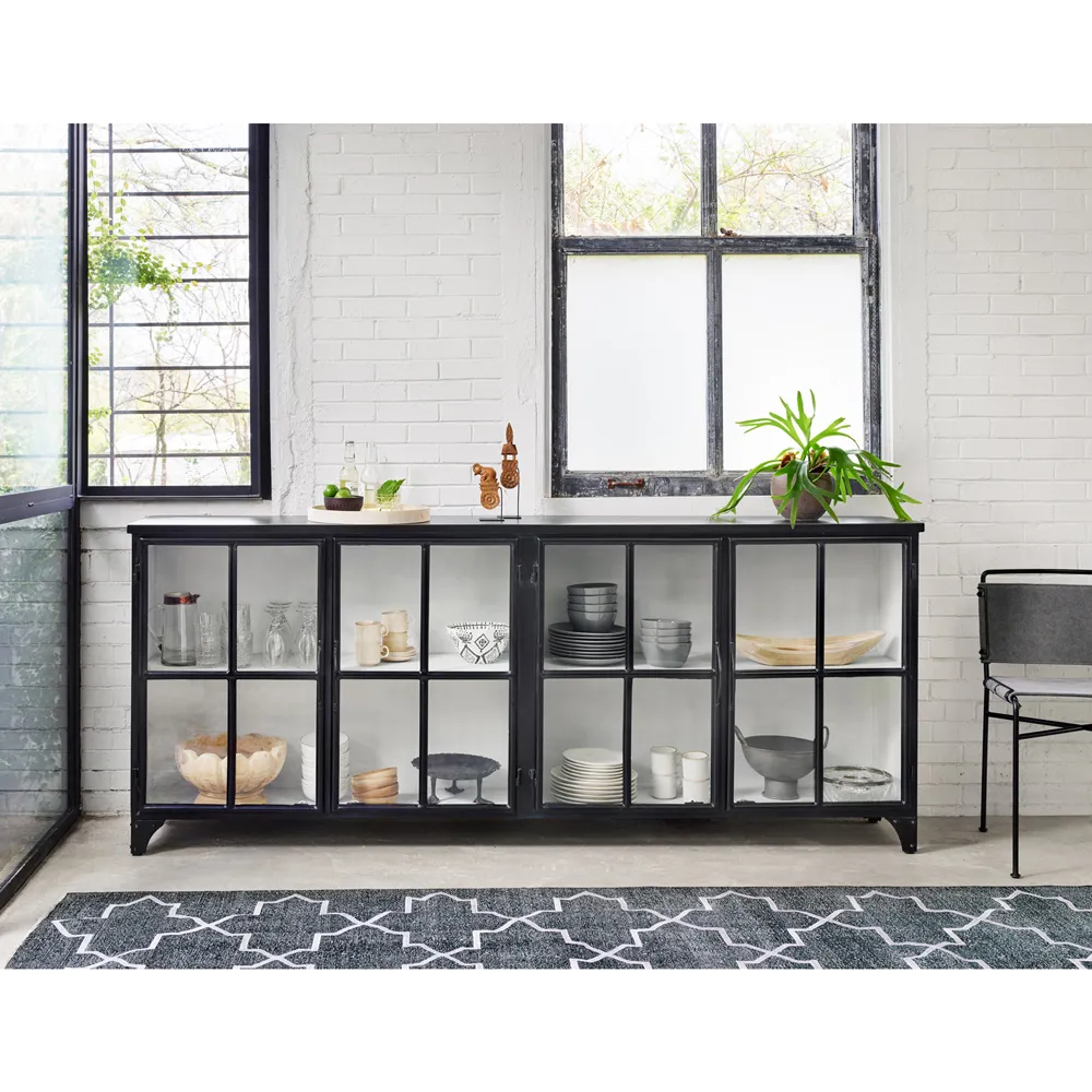 Corden Windowpane Sideboard - Black, Iron