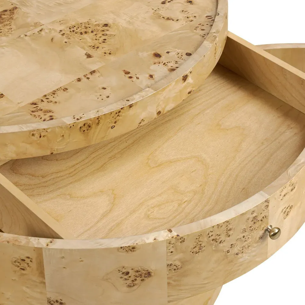 Cordova Demilune Nightstand - Brown, Burl Wood